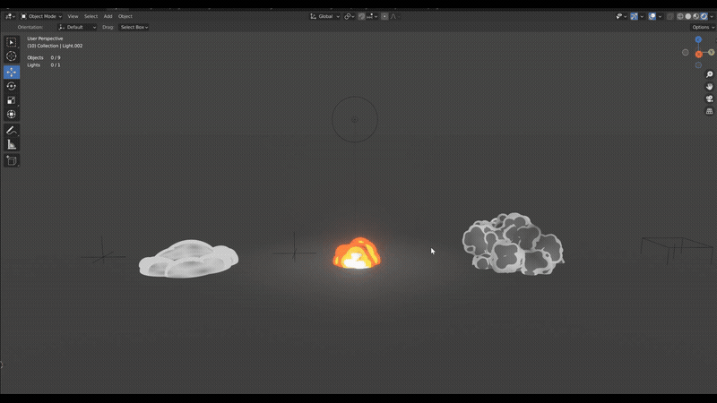 Stylized explosion VFX created in Blender